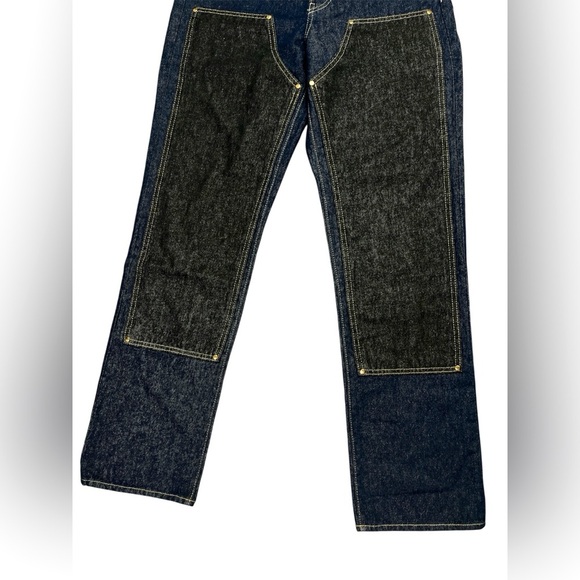 Women’s high rise double knee wide leg black and blue denim jeans - Picture 4 of 5